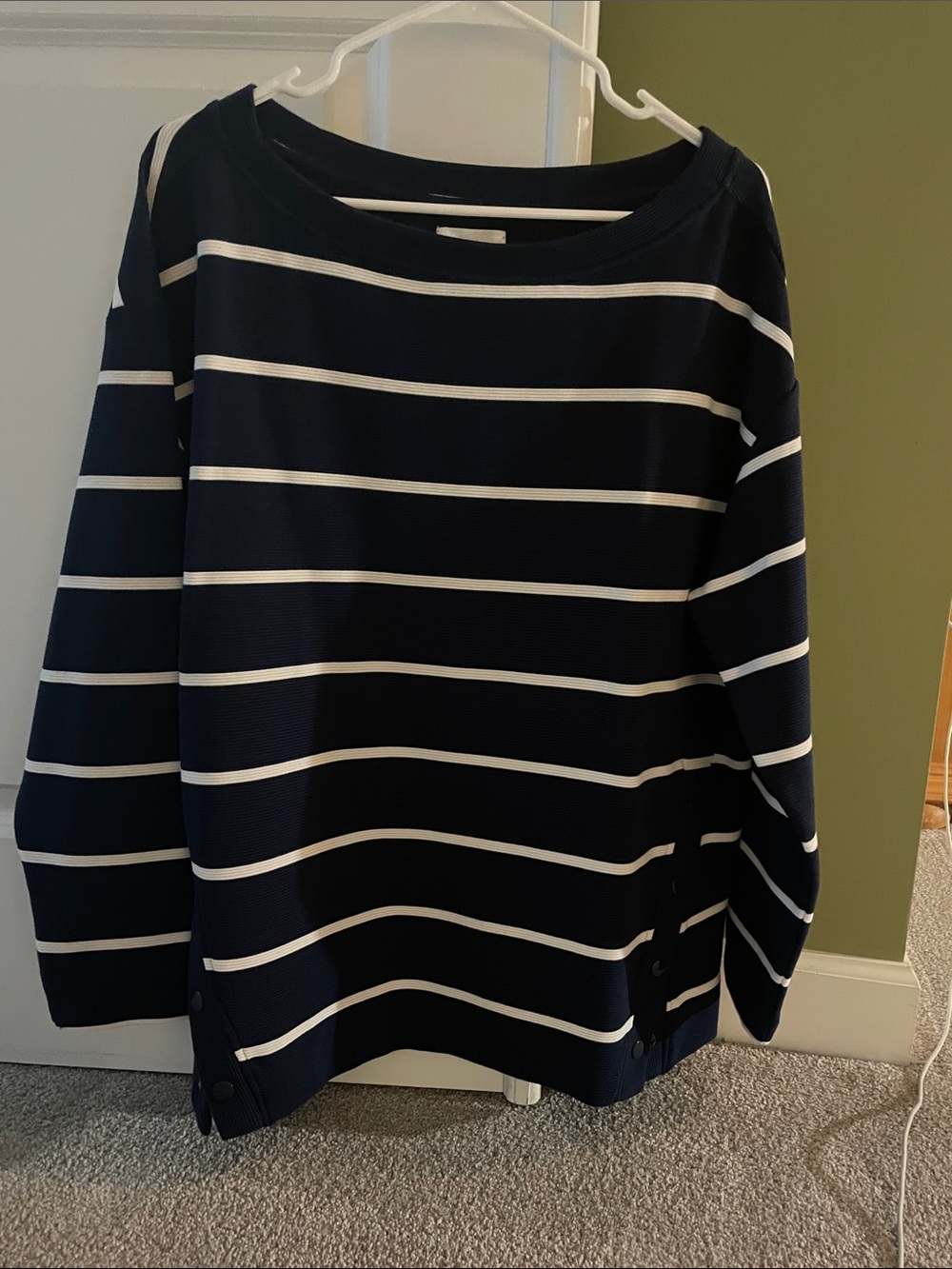 Navy and White Striped Long-Sleeve Boatneck Top NWOT